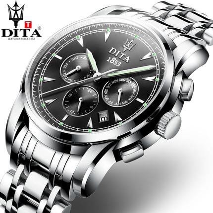 迪塔正品手表男表夜光 全自动机械表镂空防水精钢带