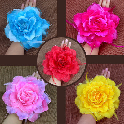 五一跳舞花玫瑰20cm 广场舞蹈道具花 羽毛手花 儿童头饰头花duang