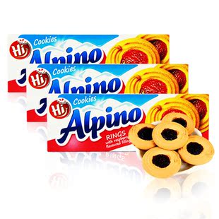 mokate摩卡特覆盆子圈蔓越莓果酱曲奇150g*3盒波兰进口