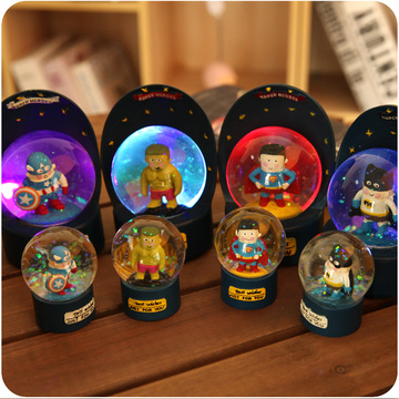 卡哇伊拯救超人系列水晶球 创意生日礼物卡通造型树脂小摆件萌物