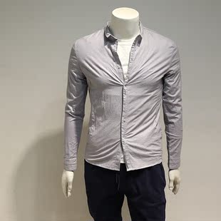 木易衬衫2016春夏修身全棉衬衫立领休闲通勤衬衫男长袖衬衫百搭男