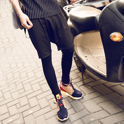 跑男同款男式打底裤太空棉纯黑色运动裤子紧身裤嘻哈街舞潮裤