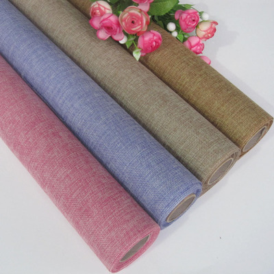 高档环保亚麻布卷仿麻布卷鲜花包装纸材料批发热销包邮