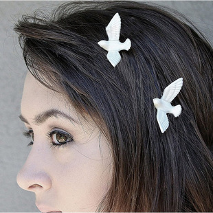 发夹 森系文艺百搭 0118 欧美复古小白鸽子金属发夹边夹发饰头饰