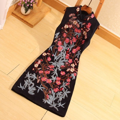 中国风个性立领梅花刺绣男款小码毛衣韩版修身长袖流行男装上衣服