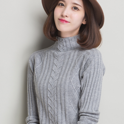 黑色麻花短毛衣