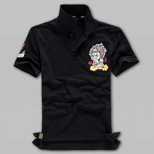 香港代购日本潮牌鬼洗刺绣短袖翻领polo衫休闲男装保罗衫刺绣小王