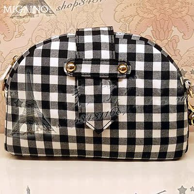 曼娅奴专柜正品2015新款蓝白格包包mf1zz007