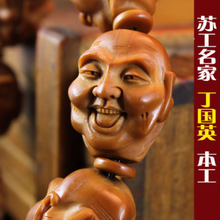 苏工名家丁国英款橄榄胡橄榄核雕刻核雕十八罗汉手串手链a424