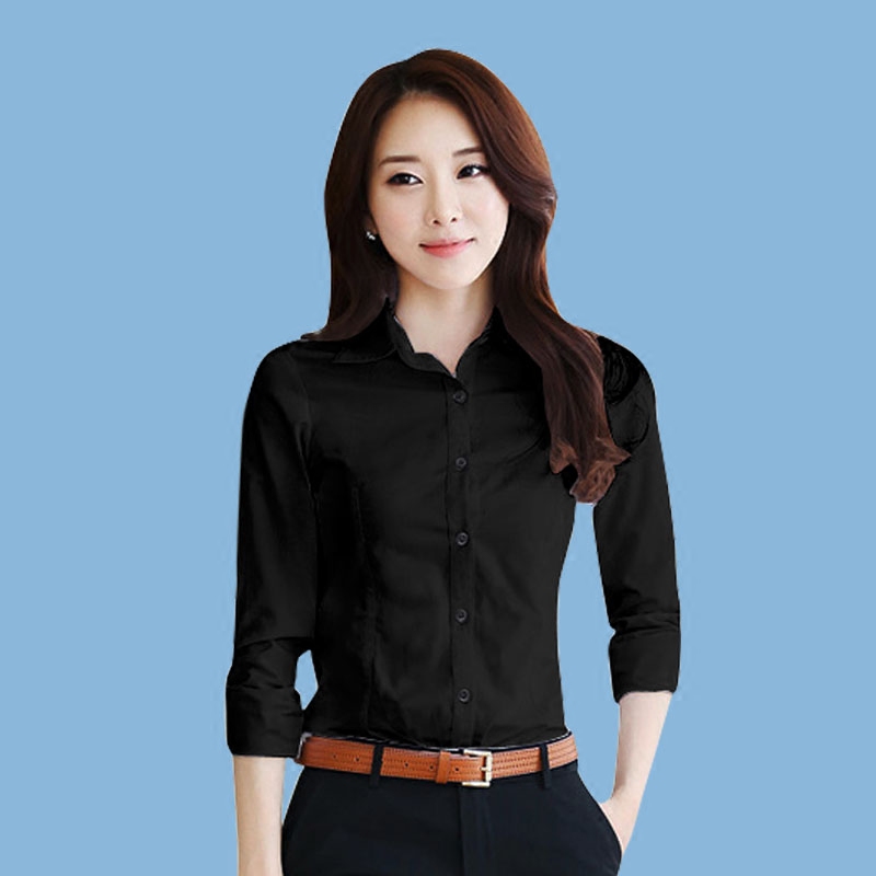 韩版新款秋装职业女士衬衫打底衫长袖上衣时尚修身正装白色衬衣潮