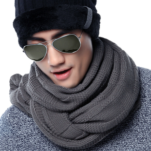 围巾 冬季韩版男士围巾 纯色加厚 毛线围巾潮款英伦保暖围脖 复古