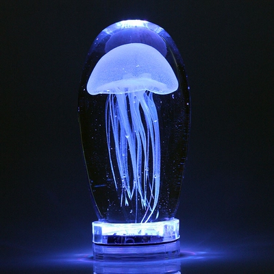 led遥控小夜灯夜光灯无线遥控卧室床头灯玻璃水母灯情趣装饰台灯