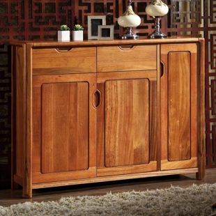 心居名家 中式家具 全实木鞋柜 三门实木鞋柜 带抽屉进口金丝楠木