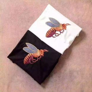 2016男士夏季薄款刺绣蜜蜂圆领短袖t恤男标准青年流行丝光棉t恤