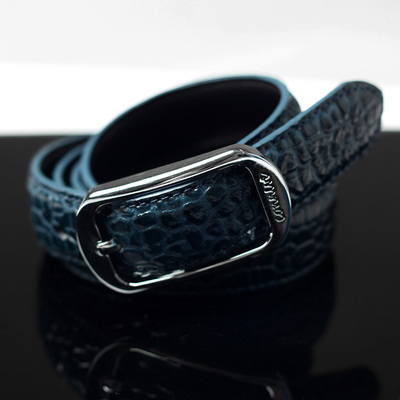 connive定制 鳄鱼纹专属logo压花进口头层牛皮男女真皮带腰带