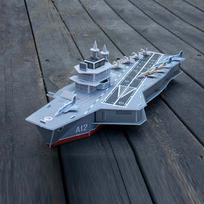 儿童生日礼物送男孩拼图玩具 航空母舰纸质模型益智手工组装摆件