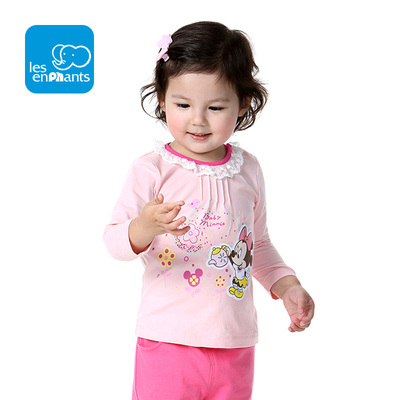 丽婴房童装 迪士尼宝宝米妮印花蕾丝圆领长袖t恤 女童t恤 2015春