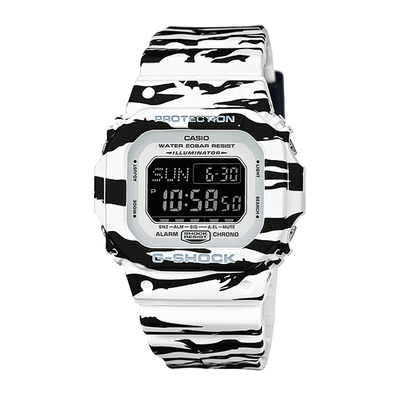 casio卡西欧手表男g-shock黑白简约斑马纹运动男表dw-d5600bw-7