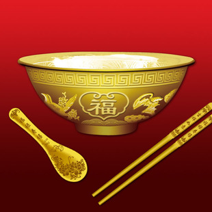 纯金传家宝(999足金180克280克580克)金碗金筷子金勺南京造币