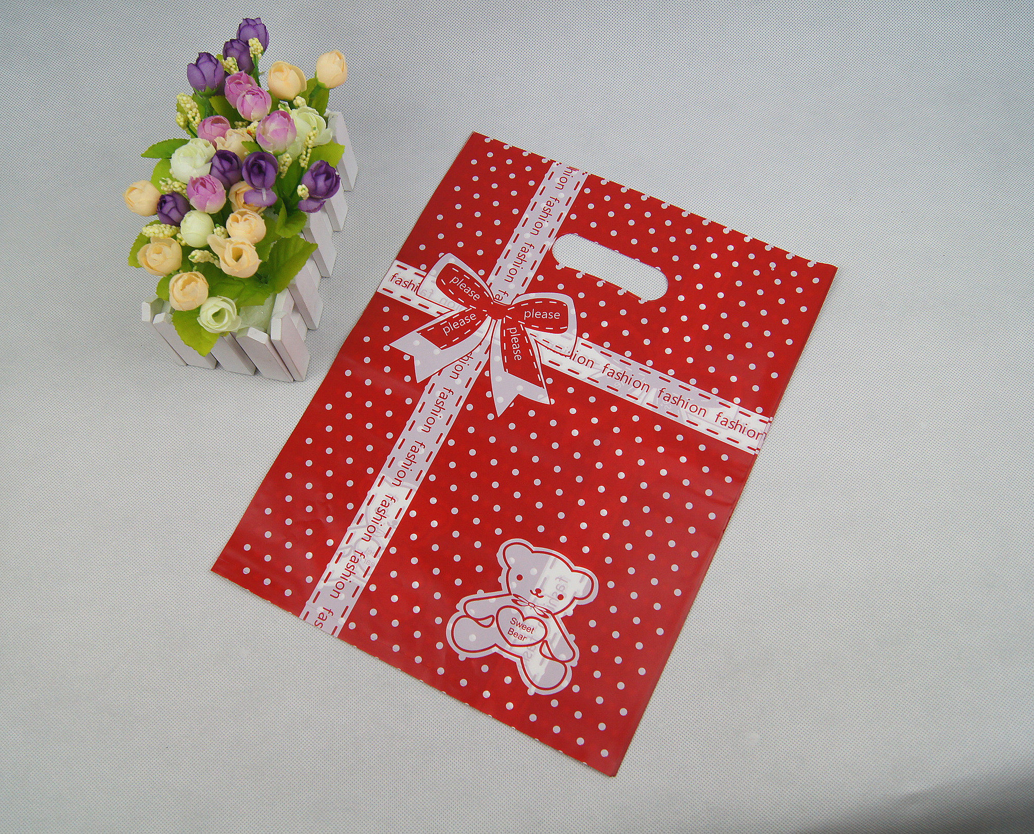 25*35 富贵花塑料袋 服装袋 手提袋子 胶袋 连卷手撕礼品袋100个