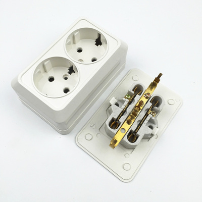 16a 250v 欧式墙壁面板 二位明装插座 德标欧标插座 欧式电源插座