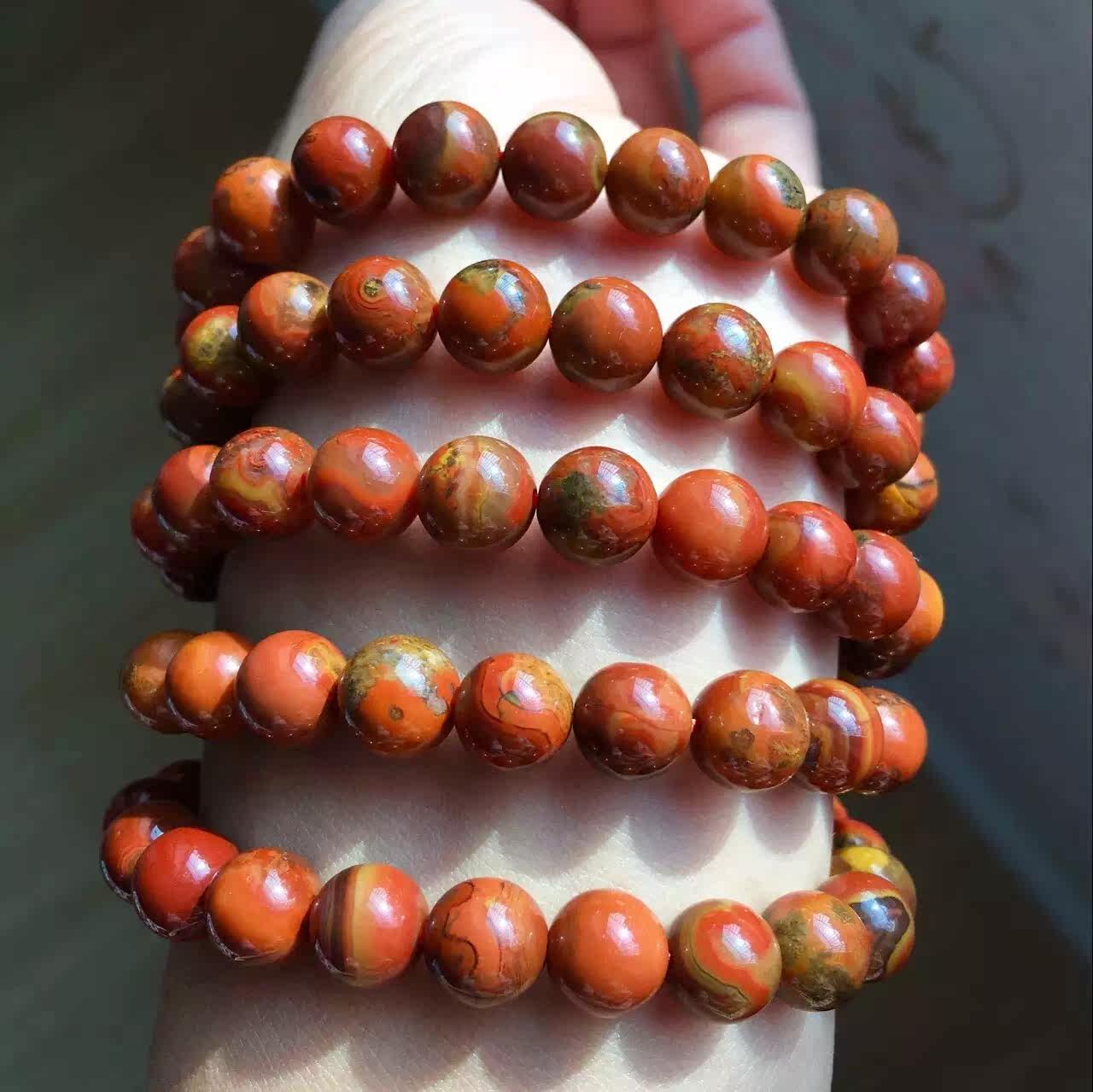 战国红三圈手链 战国红手链手串 天然战国红佛珠手链多圈女