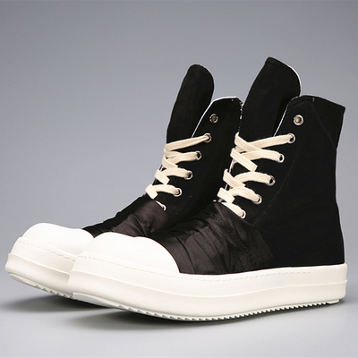 17ss副线香底白色褶皱布帆布高帮鞋wiwenwen王柳雯同款ro男鞋情侣