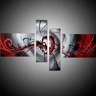 恒艺轩纯手绘无框画客厅卧室装饰画现代简约风格抽象画龙凤凤舞