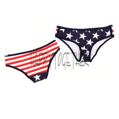 happytogether 欧美pink星星条纹星条旗女士性感棉内裤 panty