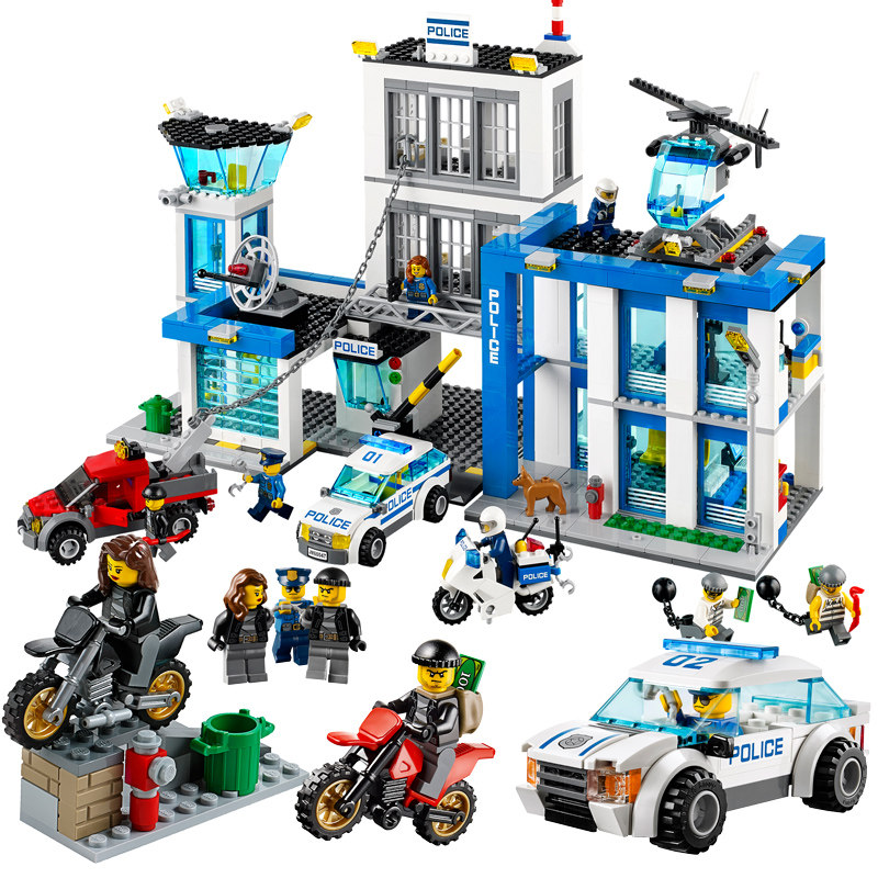 兼容乐高积木拼装城市 警察消防局系列6-10-12岁以上儿童益智玩具