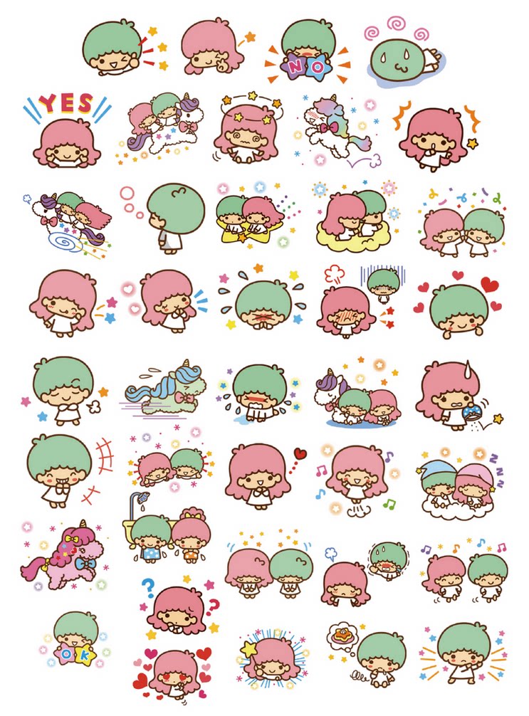 493 三丽鸥 line表情贴纸 双星仙子 双子星 手账贴纸装饰40枚