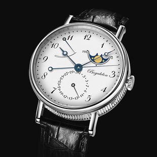 aidophedo衔尾蛇新品复古月相海鸥机芯自动上链机械腕表休闲手表