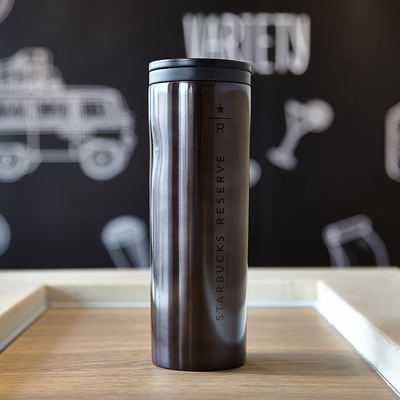 星巴克保温杯美国starbucks16年黑色电镀礼盒不锈钢保温杯16oz473