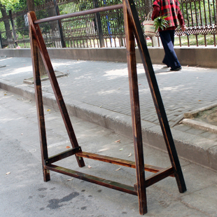 服装店衣架展示架 新款挂衣人字架 实木货架落地仿古衣架展示架