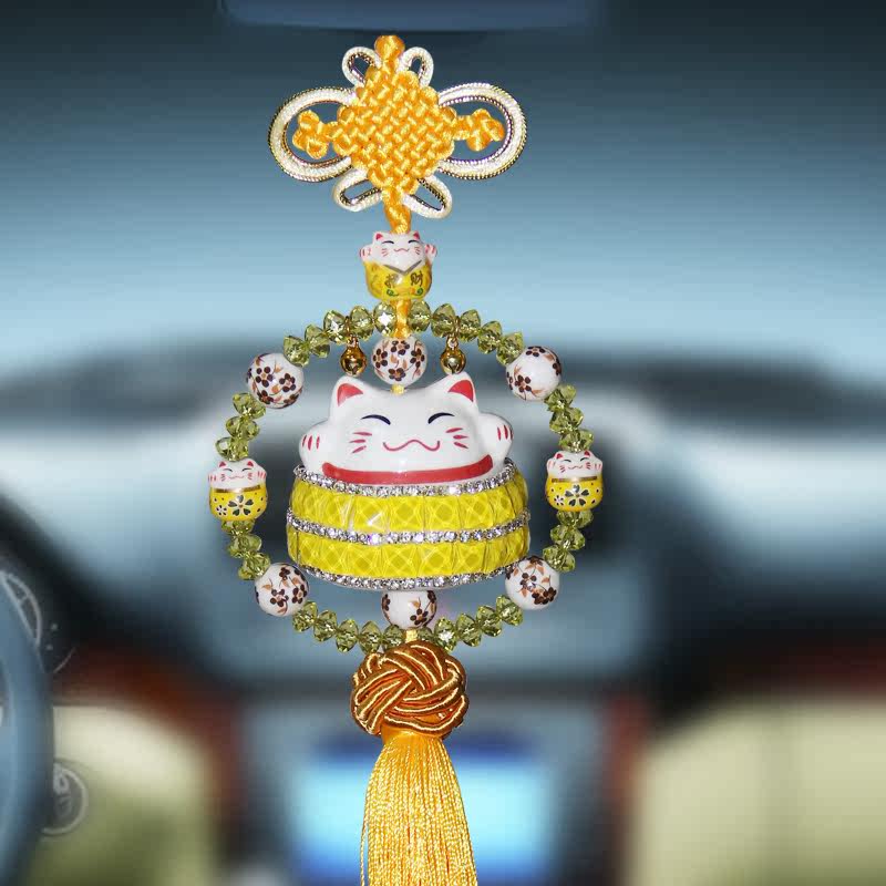 招财猫汽车挂件 车挂 水钻 汽车内饰用品 汽车香水汽车饰品 镶钻