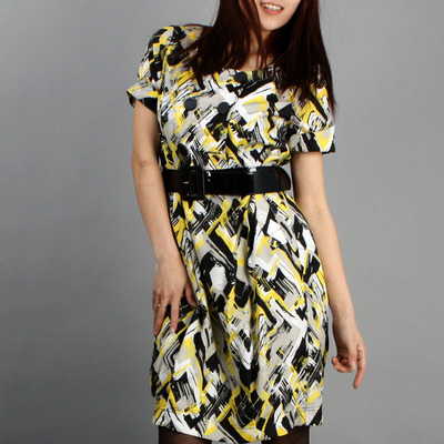 梦舒雅条纹连衣裙