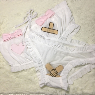 贰333家定制 气满满创可贴色图案性感小吊带内衣内裤