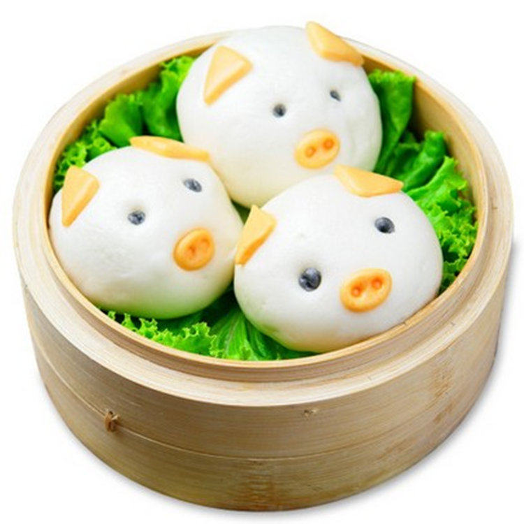 亚洲渔港猪头奶黄包5个 儿童点心宝宝早餐动物早点猪猪包猪仔包