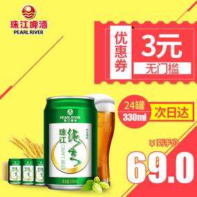 珠江啤酒 兩箱9度珠江純生500ml*12罐/箱*2箱 精釀啤酒 組合套裝