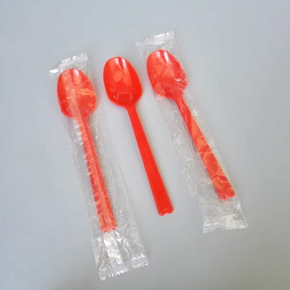 加厚一次性勺子 独立包装大红色勺 汤勺大羹 餐勺饭勺 大号甜品勺