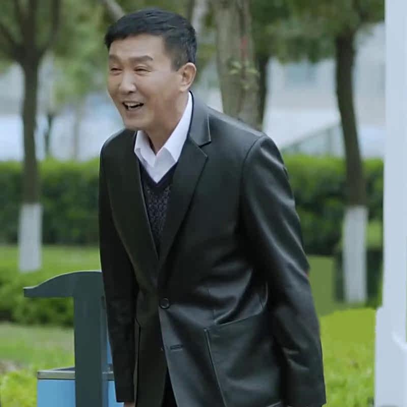 人民的名义 陆毅侯亮平同款皮衣外套 中年男士翻领海宁皮夹克真皮