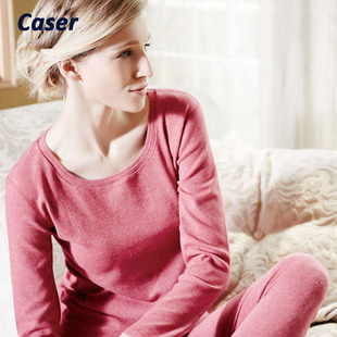 专柜正品caser凯撒内衣女士b89501圆领棉莫代尔磨绒保暖无痕套装