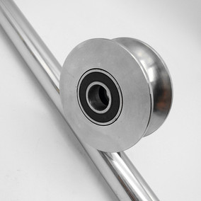 v槽滑轮v型轮实心铸铁凹槽角铁轮双轴承滚轮定轨道设备滑轮50*25