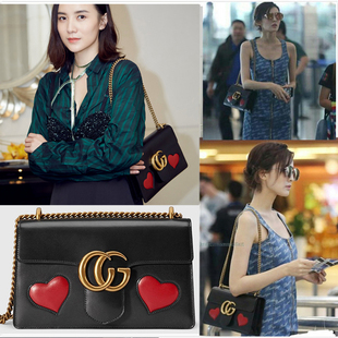 宋佳同款包包复古小方包16新款单肩斜挎包拼色爱心古力娜扎链条包