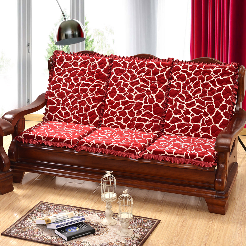 幸福音符加厚海绵红木实木沙发坐垫木沙发垫带靠背冬连体定做椅垫