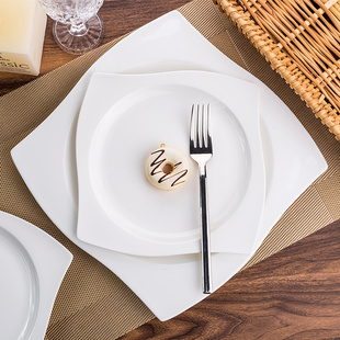 欧式骨瓷西餐盘子 创意方形牛排盘陶瓷平盘菜盘家用糕点盘酒店瓷