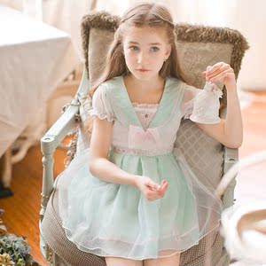 糖果雨亲子童装女童连衣裙2016夏季新款大小儿童日系雪纺公主裙子