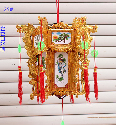 促销25#小宫灯塑料仿古六角宫灯跳舞灯笼红黄色喜庆装饰龙凤灯