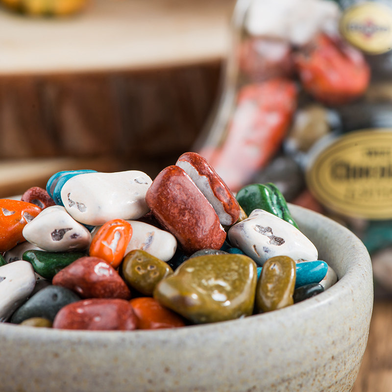 cosco彩色瓶装石头巧克力 创意雨花石头糖果 儿童小孩零食68g*9