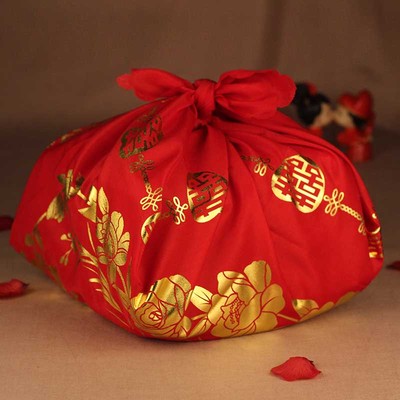 婚庆用品 结婚包喜盆红布 中式婚礼新娘嫁妆道具大红包袱皮包裹布